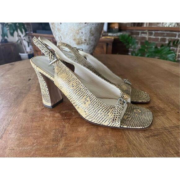 PRADA Milano Vero Cuoio Authentic Genuine Leather peep toe sling back heels Size - Picture 1 of 8